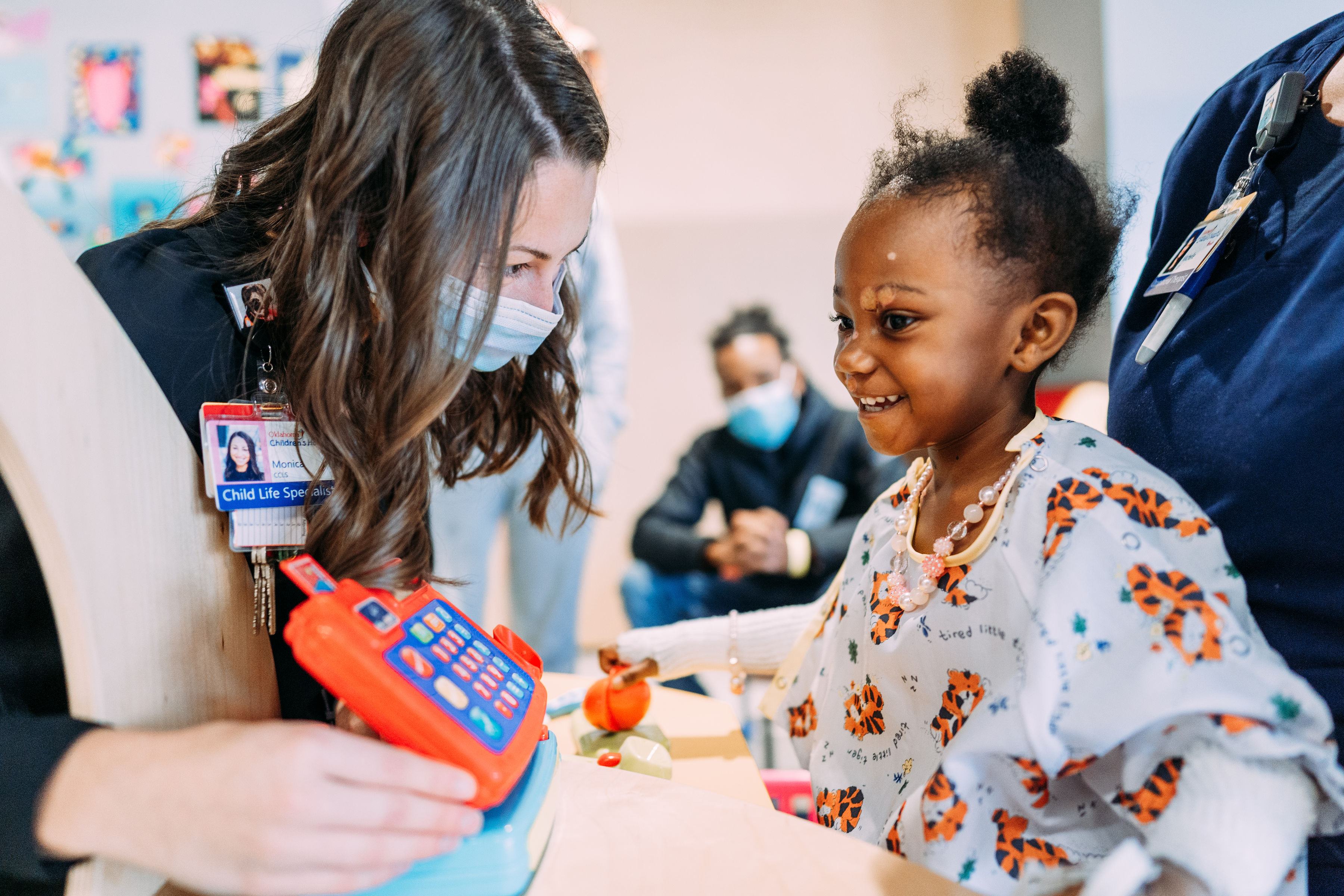 Child LIfe specialist with patient in hospital setting